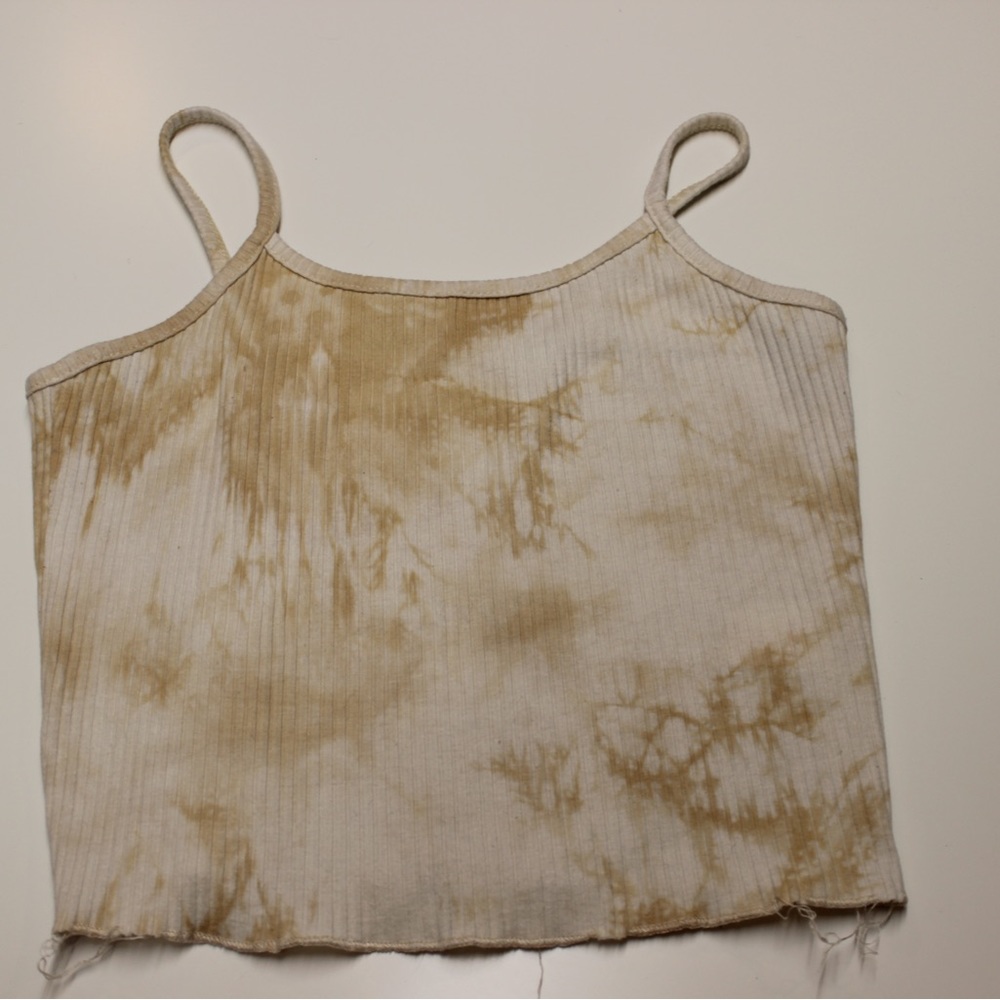 Tan tie-dye cropped tank top